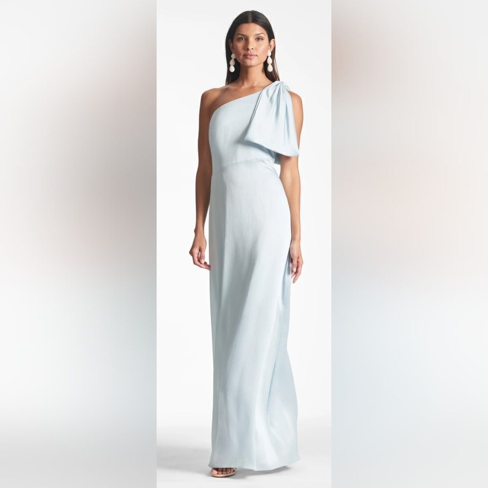 Sachin and Babi Chelsea Gown Ice Blue One Shoulder Bow Gown NWT size 14